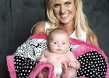 Bitzy Blanket Designer Baby Blanket in Licorice Swirl & Black & White Polka Dots & Fuchsia Minky Dot