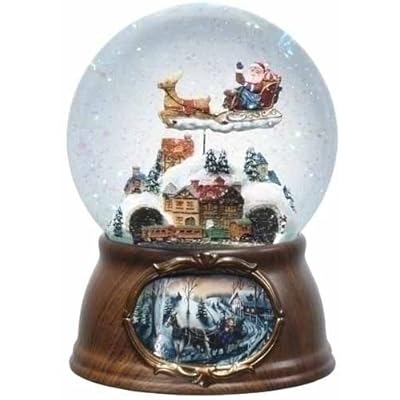 6.5 Musical Rotating Santa Claus with Train Christmas Snow Globe Glitterdome