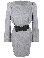 Long Sleeves Pleated   Dress With a Bow(s) and a Ribbon 