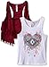 Beautees Girls' 2 Piece Fringe Vest And Screen Tank with Necklace