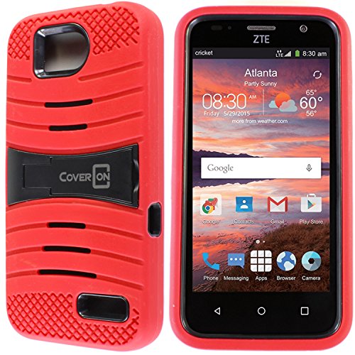 ZTE Maven / Overture 2 / Fanfare Case, CoverON® [Titan Armor Series] Dual Layer Silicone + Tough Cover Stand Phone Case For ZTE Maven / Overture 2 / Fanfare - Red & Black
