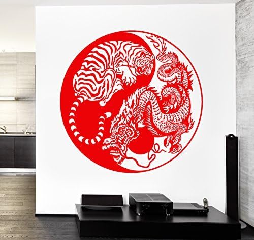 ChrisGDodge Wall Sticker Home Decor Wall Stickers Yin Yang Yoga Tiger Fight With Dragon Animal Aggressive Decor