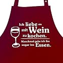 Ich liebe es mit Wein zu kochen. Manchmal gebe ich ihn sogar ins Essen. - Kochsch&uuml;rze, Latzsch&uuml;rze mit verstellbarem Nackenband und Seitentasche - Die Geschenkidee f&uuml;r den Weinliebhaber!