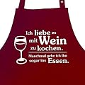 Ich liebe es mit Wein zu kochen. Manchmal gebe ich ihn sogar ins Essen. - Kochsch�rze, Latzsch�rze mit verstellbarem Nackenband und Seitentasche - Die Geschenkidee f�r den Weinliebhaber!