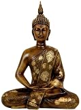 Simple, Beautiful Fine Art Gift Idea Him Her - 11" Large Thai Sitting Buddha Statue Figure in Deep Meditation