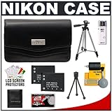 Nikon Coolpix 11632 Leather Digital Camera Case Bag + (2) EN-EL10 Batteries ....
