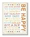 The Kids Room by Stupell Be Happy Typography Rectangle Wall Plaque, 11 x 0.5 x 15, Proudly Made in USA