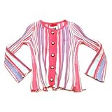 Elle - Pink/Teal Stripe Teal Button Cardigan