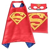 (Superman (red)) ROXX Superhero Kids Girl Boy Cape and Mask Costume for Child