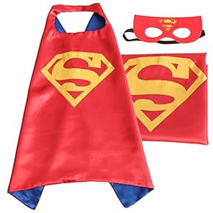 (Superman (red)) ROXX Superhero Kids Girl Boy Cape and Mask Costume for Child