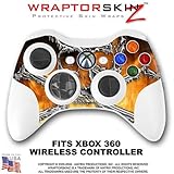 Chrome Skull on Fire Skin by WraptorSkinz TM fits XBOX 360 Wireless Controller (CONTROLLER NOT INCLU