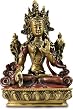 White Tara Statue, gold / red finish - Small
