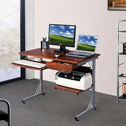Sharper Image Computer Workstation with 3 Port USB Hub - Mahogany