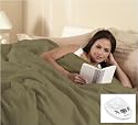 Sunbeam Queen Premium Box Pattern Olive
                                    Green Electric Heated Warming Blanket