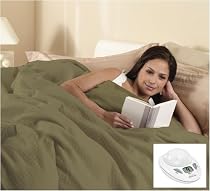 Sunbeam Queen Box Pattern Premium Heated Electric Warming Heating Blanket, Olive Green