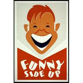 FUNNY SIDE UP BOOK BOY UNITED STATES AMERICAN US USA VINTAGE POSTER REPRO