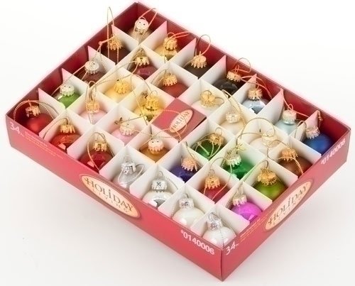 Club Pack of 204 Color Works Glass Ball Christmas Ornaments w/Assorted Colors 1