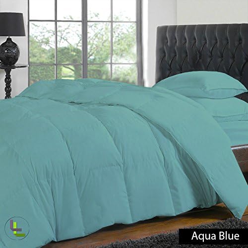 Floris Fashion Olympic Queen 400TC 100% Egyptian Cotton Aqua Blue Solid Superb Finish 4PCs Duvet Set Fitted Sheet Solid(Pocket Size: 25 inches)