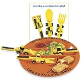 Constructive Eating 3-Piece Utensil and Matching Plate Set