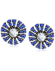 Cabochon Crystal Center Burnished Gold Tone Stud Earrings