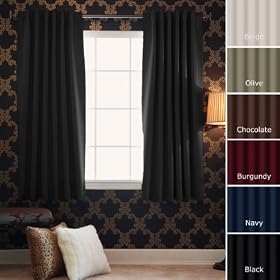 Premium Solid Thermal Insulated Blackout Curtain 183cm L- 1 Pair-BLACK
