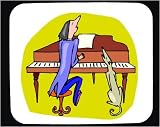 Mouse Pad with man, singing, piano, humans, human, body, individuals, people, individual, pet, persons, person, howling, dog, musician, pianist