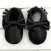 Sunward Prewalker Infant Sweet Bow Tassels Anti-skid Soft Leather Shoes Trainer (S(Suggest 0~6 month), Black)