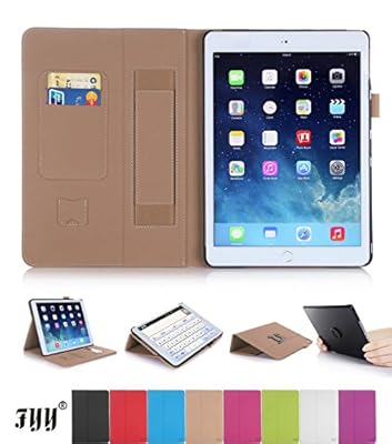 iPad 6(iPad Air 2) ケース,Fyy® iPad 6(iPad Air 2)専用PUレザーケース 高品質 スリムケース　ペンホルダ/オートスリープ/スタンド機能付き マグネット開閉式 カーキ【全9色】