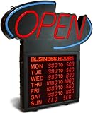 VPC Image Solutions Open with Business Hours LED Sign Red and Blue, 20 x 2 x 19 Inches (WEBC091200002-V2A)