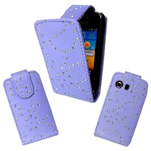 For Samsung Galaxy Fit S5670 Various New Designs Printed Pouch Leather Magnetic Flip Case Cover + Stylus (Lilac Diamond Flip)