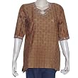 Ladies Khaki Shirt Silk Long Sleeve Top Blouse Embroidery Size S