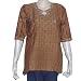 Ladies Khaki Shirt Silk Long Sleeve Top Blouse Embroidery Size S