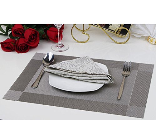 Lycium PVC Insulation Anti-skidding Table Mat, Pack of 4, Silver Gray