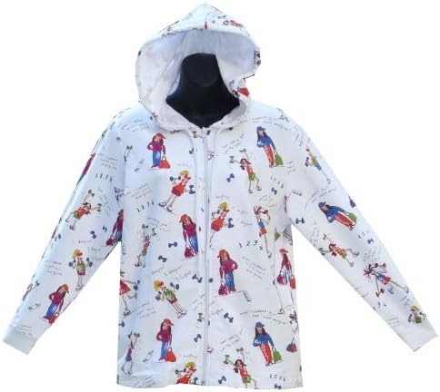 RocketWear Women's Exercise Gals White Long Sleeve Cotton Terry Jacket with Hood Small