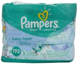 Pampers Baby Fresh Wipes 3x Travel Pack 192 Count