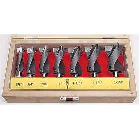 Carbide-tipped SPIRAL Forstner Bit Set 7 Piece in Wooden Box by MLCS