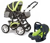 wheels-4-babies presents: Full Travel System CITY DRIVER - design ANTHRACITE*GREEN - expensive accessories included - 32 different colourings in our shop