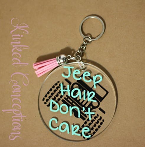 Jeep Hair Don't Care Keychain Acrylic 2.5" Tassel
