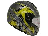 TMS Yellow Feather Modular Flip up Full Face Motorcycle Helmet Dot (Medium)