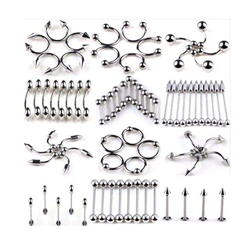Yantu 60pcs Wholesale Body Jewelry Lots Barbell Belly Lip Nipple Rings Eyebrow Pierce
