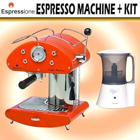 Espressione Cafe Retro Espresso Machine (Orange) + Frothing Unit