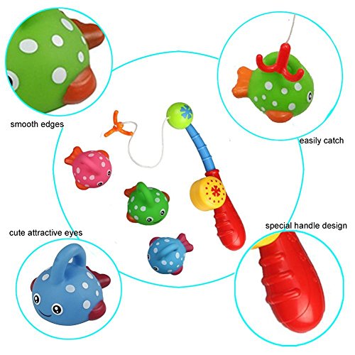 Bath Toy Fishing Game with Cute Spotted Fish and Fishing Rod Best Gift