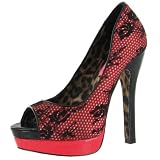 BETSEY JOHNSON Samnta Fabric Lace Peep Toe Womens Shoes