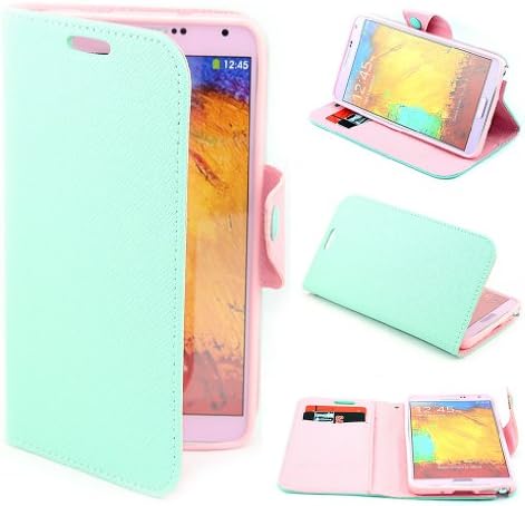 Button Wallet PU Leather Stand Case Cover for Samsung Galaxy Note 3 III N9000 / N9005 Lightgreen + 1 Gift