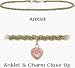 Jewelry : 10 Karat 10" Yellow Gold Wheat Style Pink Stone Heart Charm Anklet