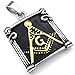 KONOV Mens Freemason Masonic Stainless Steel Pendant Necklace, Black Gold, 24 inch Chain
