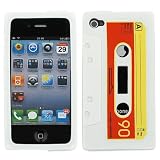 GTMax White/Red Silicone Cassette Tape Skin Cover Case for Apple iPhone 4 4 Generation 16GB / 32GB
