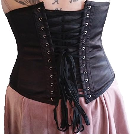 LOVE OF CORSETS Satin 12 Steel Bone Underbust Waist Reducing Shaper Corset 22" (Wearer's Natural Waist 26-27") Black
