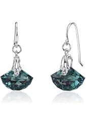 12 Carats Created Color Change Sapphire Earrings Sterling Silver Rhodium Nickel Finish Shell Cut