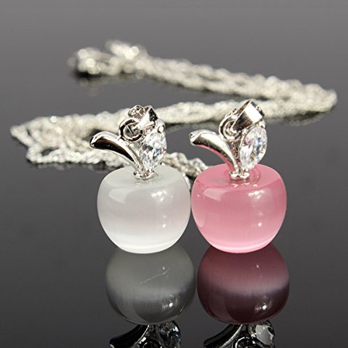 Opal Necklace Charminer Fashion Lady Silver Clear Opal Apple Necklace Pendant Girl Jewelry Gift